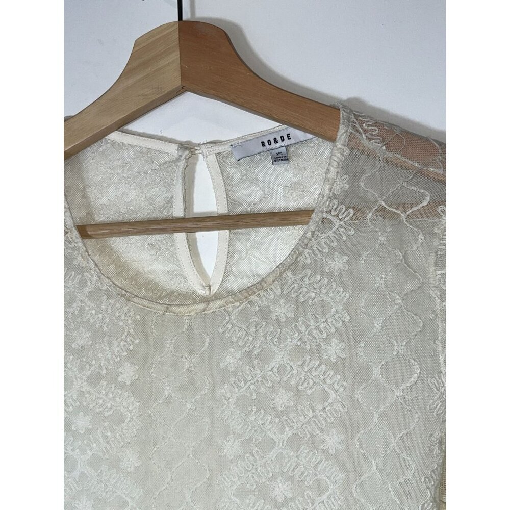Ro&de Womens Lace Peplum Top White Size XS - Picture 2 of 9